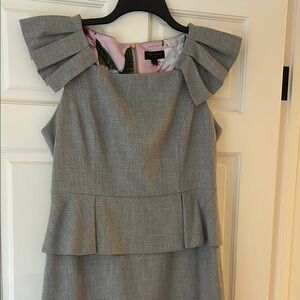 Gray Sleeveless Dress with Ruffle Shoulders